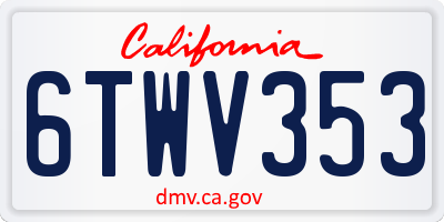 CA license plate 6TWV353