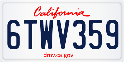CA license plate 6TWV359