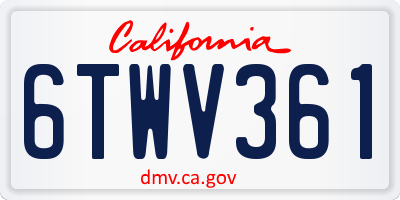 CA license plate 6TWV361
