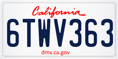 CA license plate 6TWV363