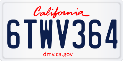 CA license plate 6TWV364