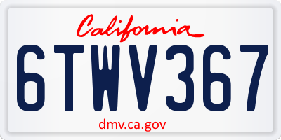 CA license plate 6TWV367