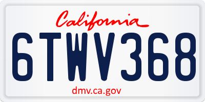 CA license plate 6TWV368