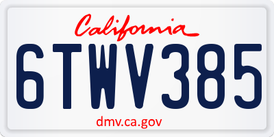 CA license plate 6TWV385