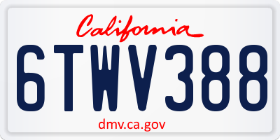 CA license plate 6TWV388