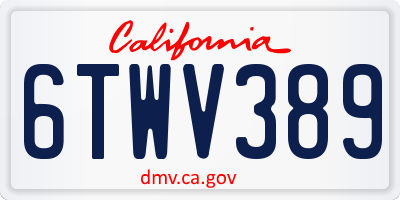 CA license plate 6TWV389
