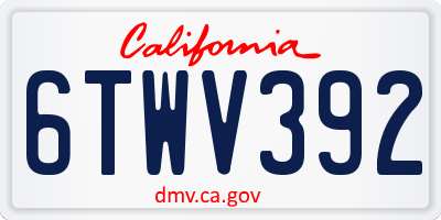 CA license plate 6TWV392