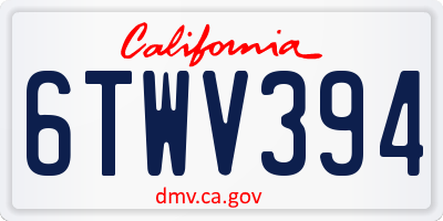 CA license plate 6TWV394