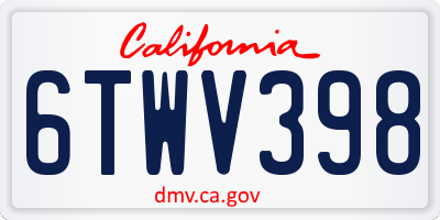 CA license plate 6TWV398