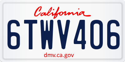 CA license plate 6TWV406