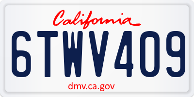 CA license plate 6TWV409
