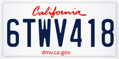 CA license plate 6TWV418