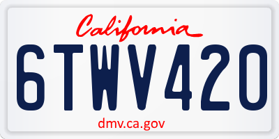 CA license plate 6TWV420
