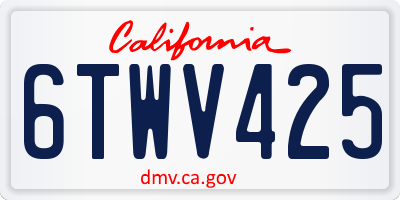 CA license plate 6TWV425