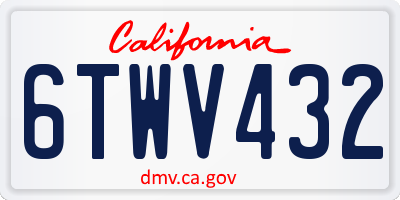 CA license plate 6TWV432