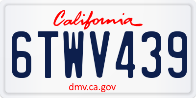 CA license plate 6TWV439