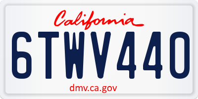 CA license plate 6TWV440