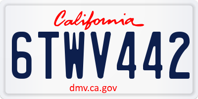 CA license plate 6TWV442