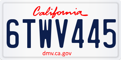 CA license plate 6TWV445