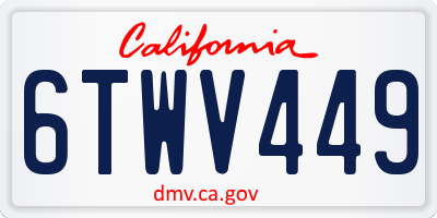 CA license plate 6TWV449