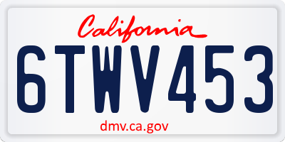 CA license plate 6TWV453