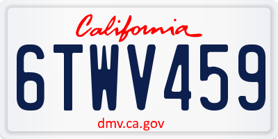 CA license plate 6TWV459