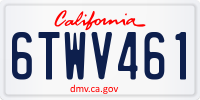 CA license plate 6TWV461