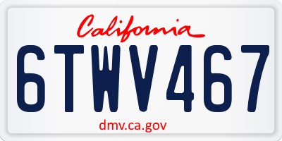 CA license plate 6TWV467