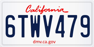 CA license plate 6TWV479