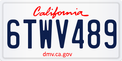 CA license plate 6TWV489