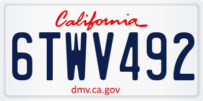 CA license plate 6TWV492