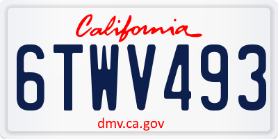 CA license plate 6TWV493