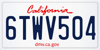 CA license plate 6TWV504