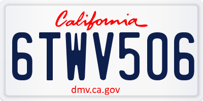 CA license plate 6TWV506