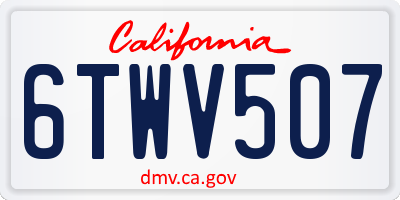 CA license plate 6TWV507