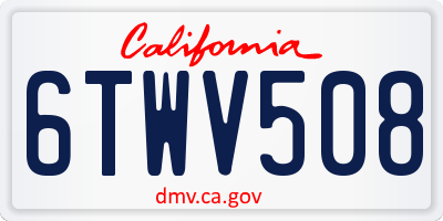 CA license plate 6TWV508