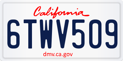 CA license plate 6TWV509