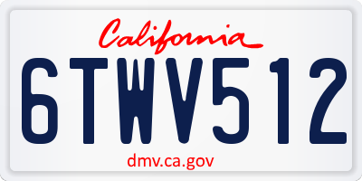 CA license plate 6TWV512