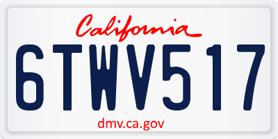 CA license plate 6TWV517