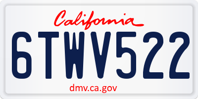 CA license plate 6TWV522