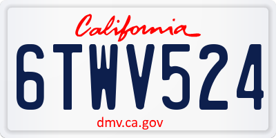 CA license plate 6TWV524