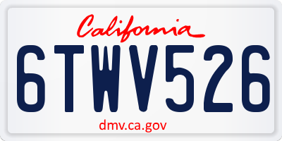 CA license plate 6TWV526