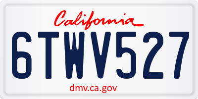 CA license plate 6TWV527