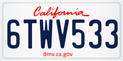 CA license plate 6TWV533