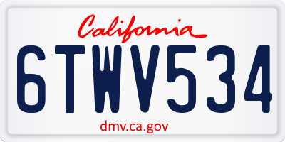 CA license plate 6TWV534