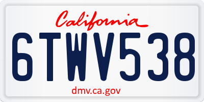 CA license plate 6TWV538