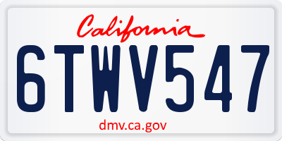 CA license plate 6TWV547