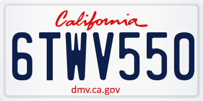 CA license plate 6TWV550