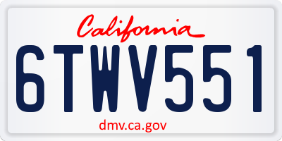 CA license plate 6TWV551