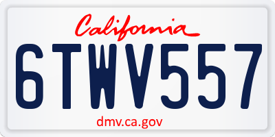 CA license plate 6TWV557